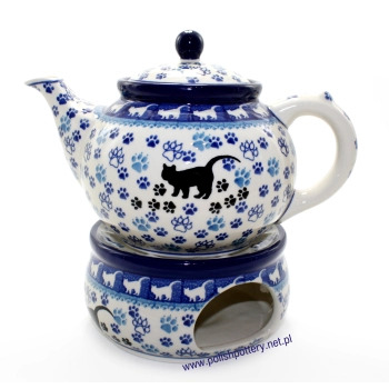 Czajnik 1,2L + Podgrzewacz 15,5cm II Gatunek dek. 1771X Czarny Kot